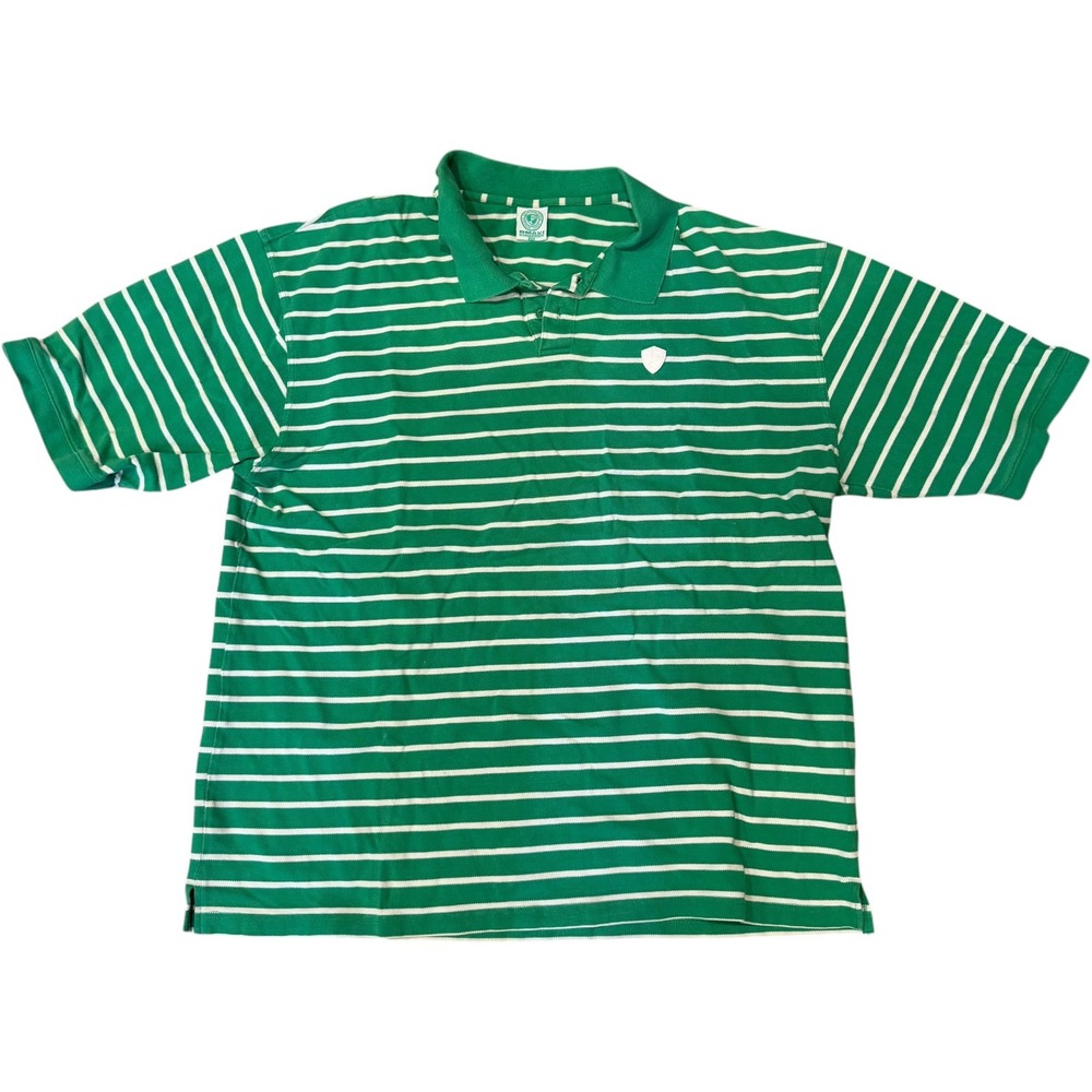 Enyce Striped Polo Shirt Mens 3X Green White Short Sleeve Casual Cotton Logo